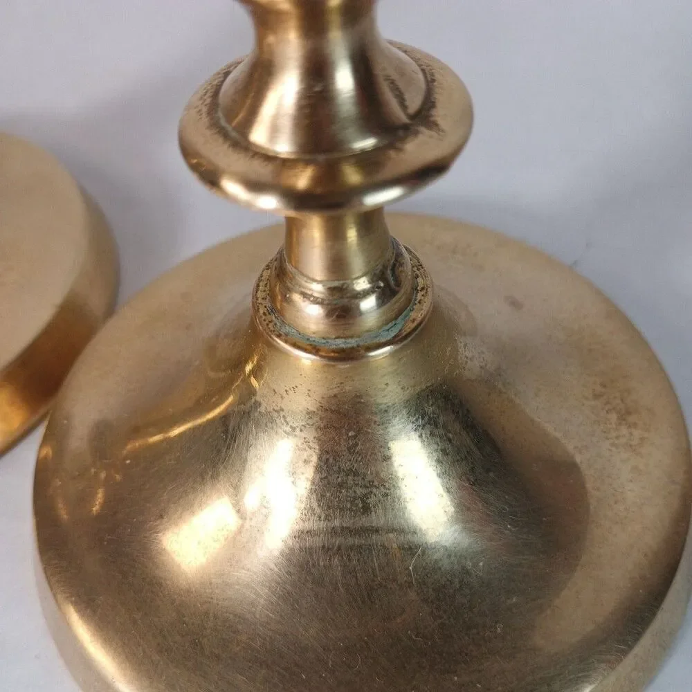 Antique Vintage Pair Solid Brass Candlesticks 7 inch made in England